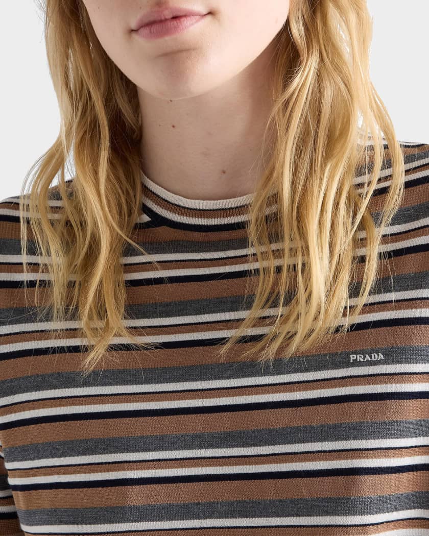 PRADA ガーメント Prada Shorts-Sleeved Striped Jersey T-Shirt | Neiman Marcus