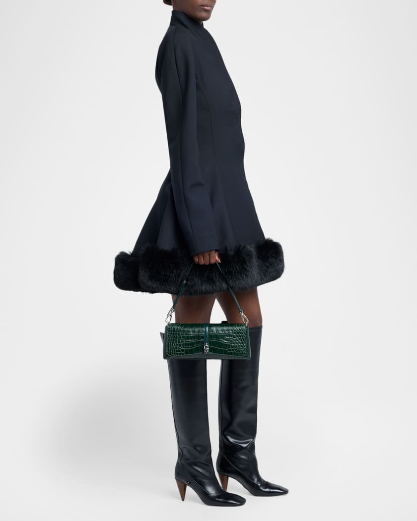 Stella McCartney Ryder Croc-Embossed Vegan Leather Clutch Bag
