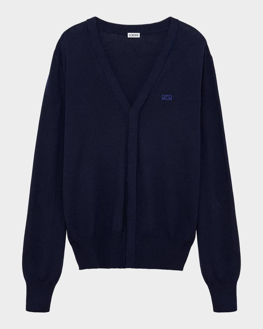 Loewe Men's Logo Wool-Blend Cardigan | Neiman Marcus