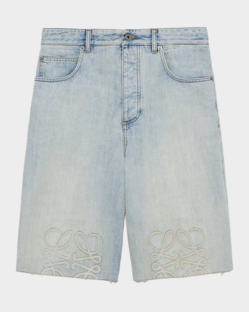 Loewe Men's Anagram Denim Shorts | Neiman Marcus