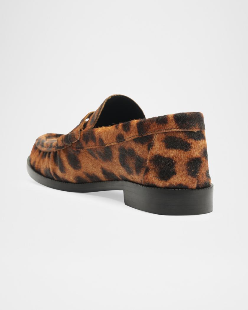 Schutz Tyche Leopard Calf Hair Penny Loafers | Neiman Marcus display picture 1