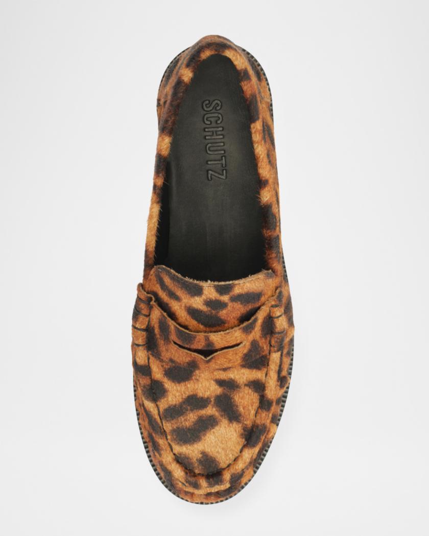 Go Mules Men\'s Leopard print calf hair featuring a penny loafer-style strap Prada Leopard-Printed Calf Hair Loafers - Bergdorf Goodman main image 3