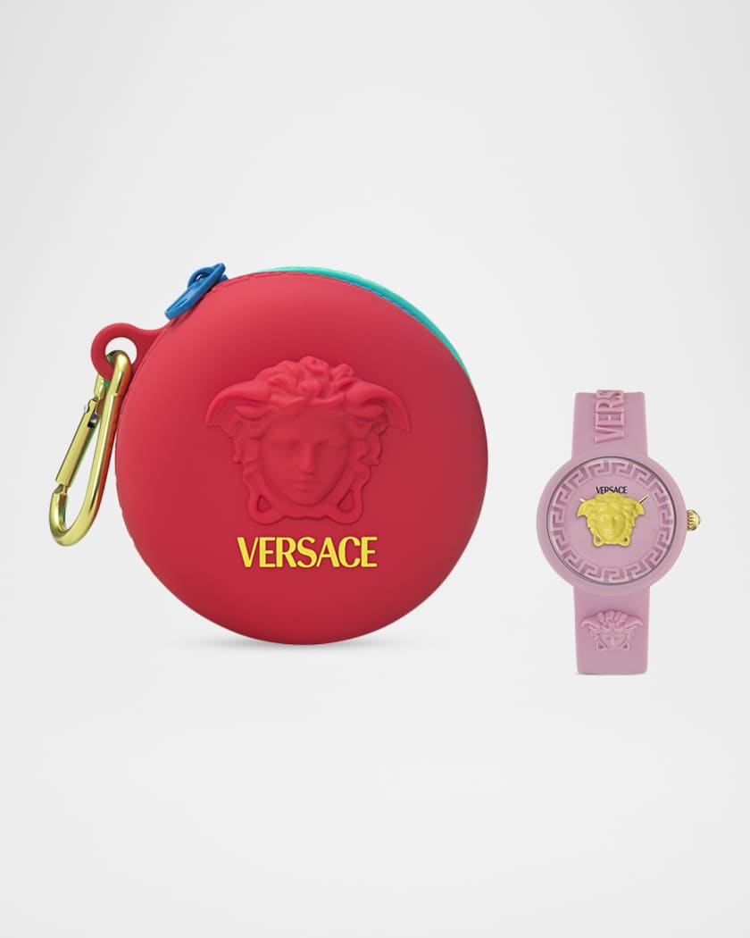 新品 VERSACE メドゥーサ スライド ベルト ピンク 80/32 Versace Girl's Medusa Pop Kids Silicone Strap Watch/32MM | Neiman