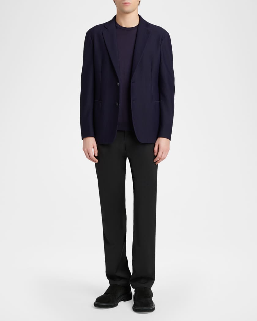 Giorgio Armani Men's Rib-Knit Wool-Blend T-Shirt | Neiman Marcus