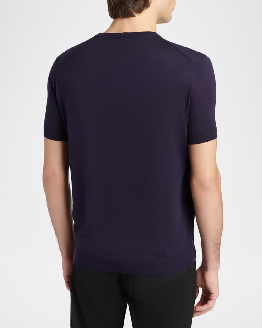 Giorgio Armani Men's Rib-Knit Wool-Blend T-Shirt | Neiman Marcus