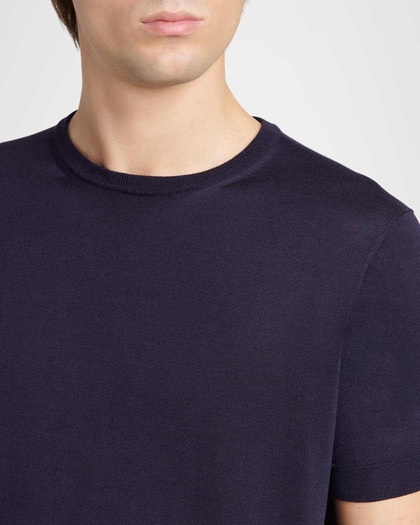 GIORGIO ARMANIトップス Giorgio Armani Men's Rib-Knit Wool-Blend T-Shirt | Neiman Marcus