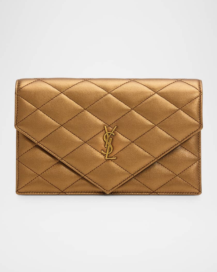 Saint Laurent Envelope Small YSL Wallet on Chain in Metallic