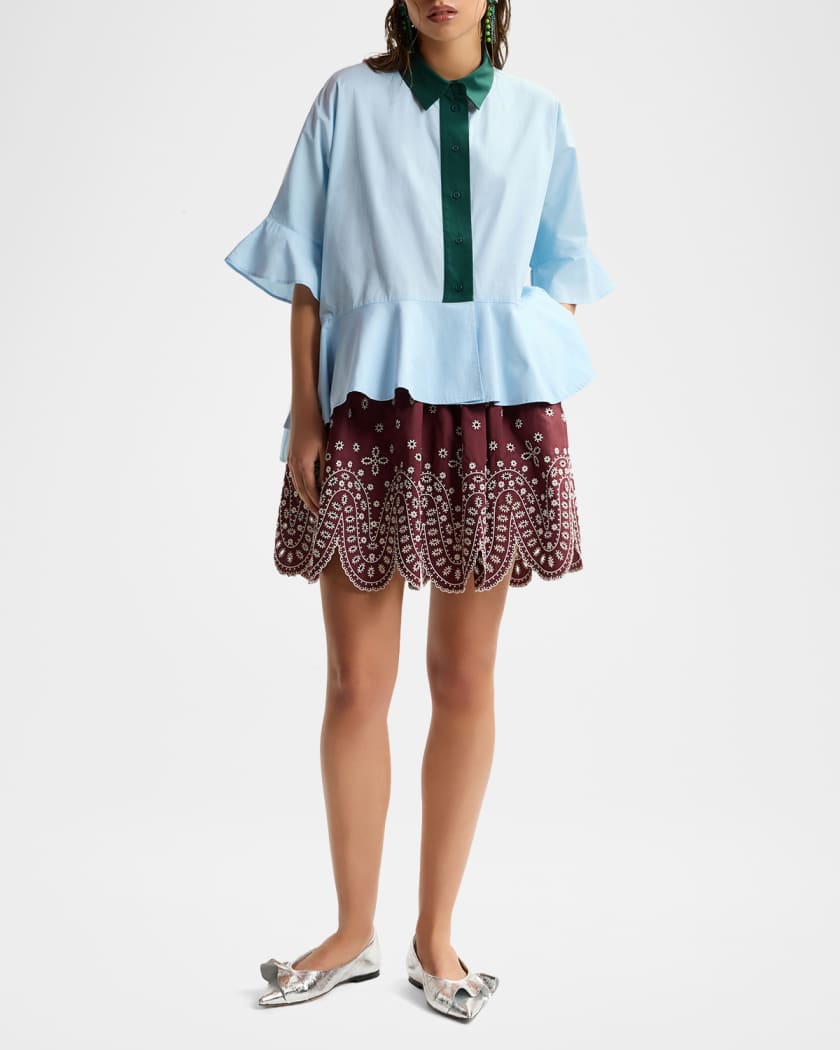 Liten Soufflé Peplum BL Essentiel Antwerp Kaylee Peplum Ruffle Shirt | Neiman Marcus