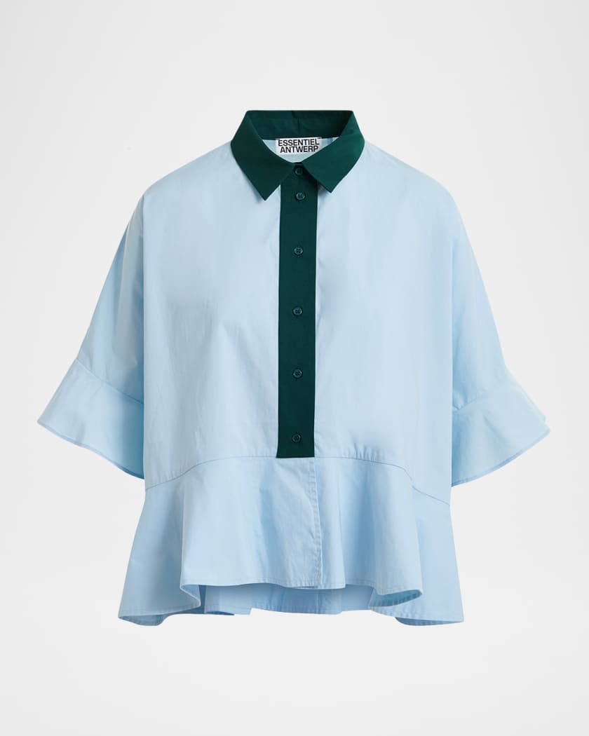Essentiel Antwerp Kaylee Peplum Ruffle Shirt | Neiman Marcus