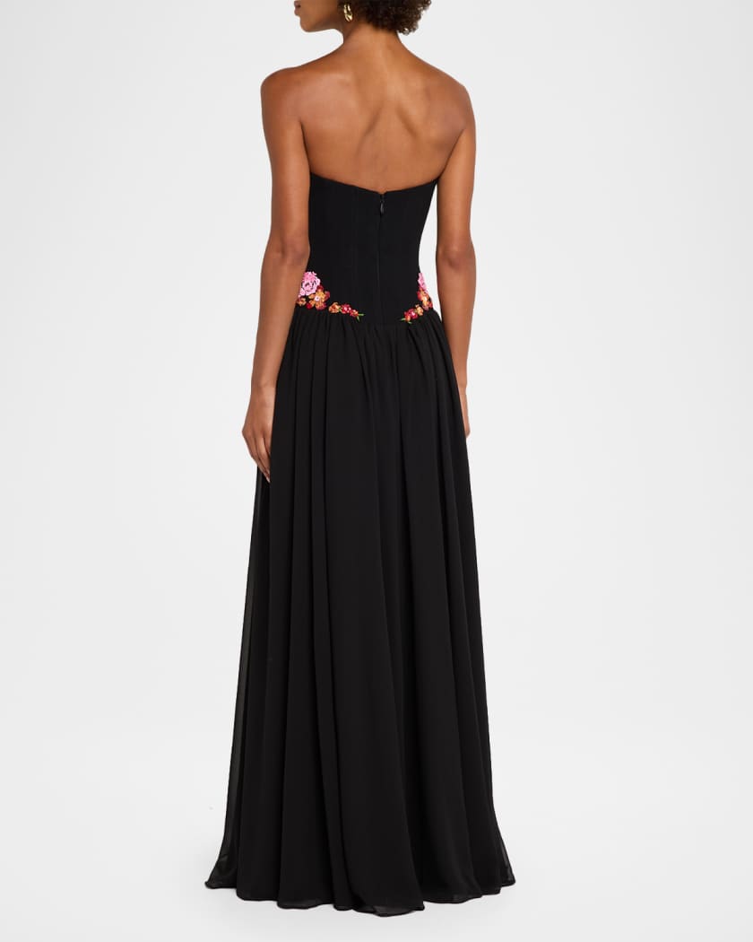 シーニュ cygme ハートカットトップス Caroline ブラック HELSI Caroline Floral Appliqué Strapless Corset Gown | Neiman Marcus