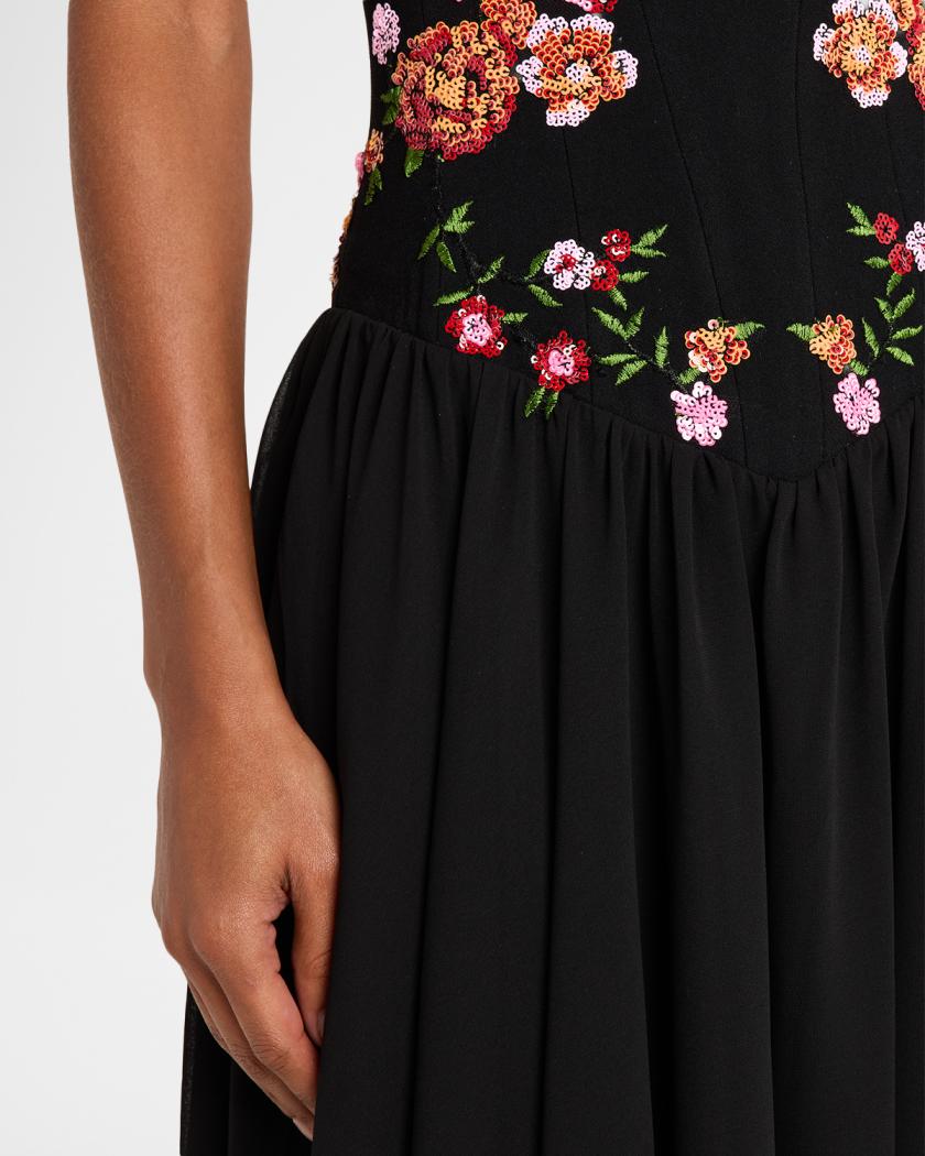 HELSI Caroline Floral Appliqué Strapless Corset Gown | Neiman Marcus