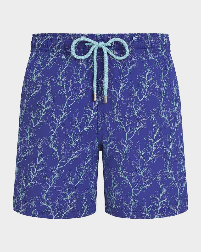 Vilebrequin Men's Mistral Embroidered X-Ray Seaweed Swim Shorts