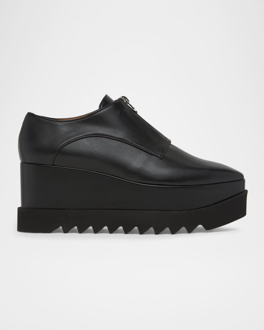 STELLA McCARTNEY ブラックウェッジソールシューズ Stella McCartney Elyse 80MM Zipped Platform Derby Shoes | Neiman