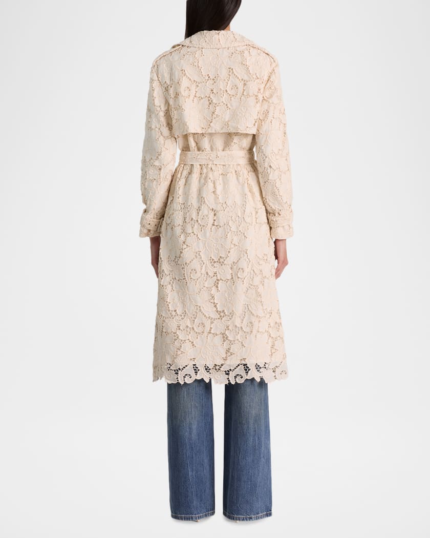 アクレントaclent Eyelet volume yoke coat ALICE + OLIVIA Keith Eyelet Midi Trench Coat | Neiman Marcus
