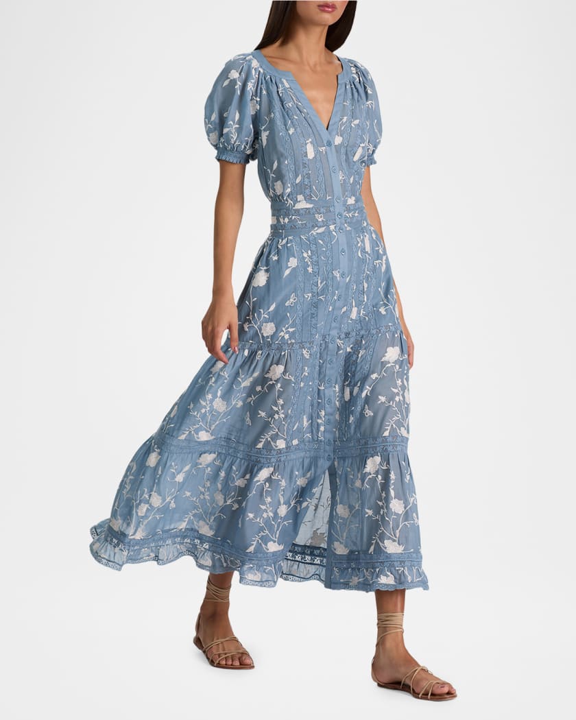 ALICE  ALICE + OLIVIA Kathryn Lace-Trim Midi Shirtdress | Neiman Marcus
