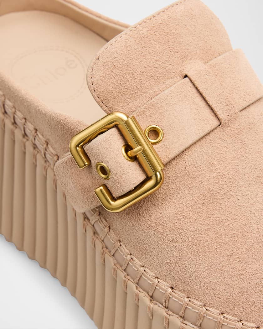Chloe 75mm Nama Suede Platform Clogs | Neiman Marcus