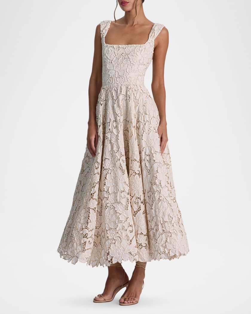 alice and olivia floral embroidered dress ALICE + OLIVIA Floral embroidered midi dress