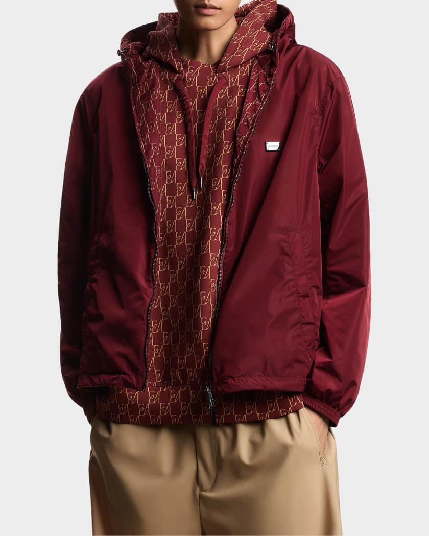Emporio Armani Men's Reversible Nylon Full-Zip Hooded Jacket