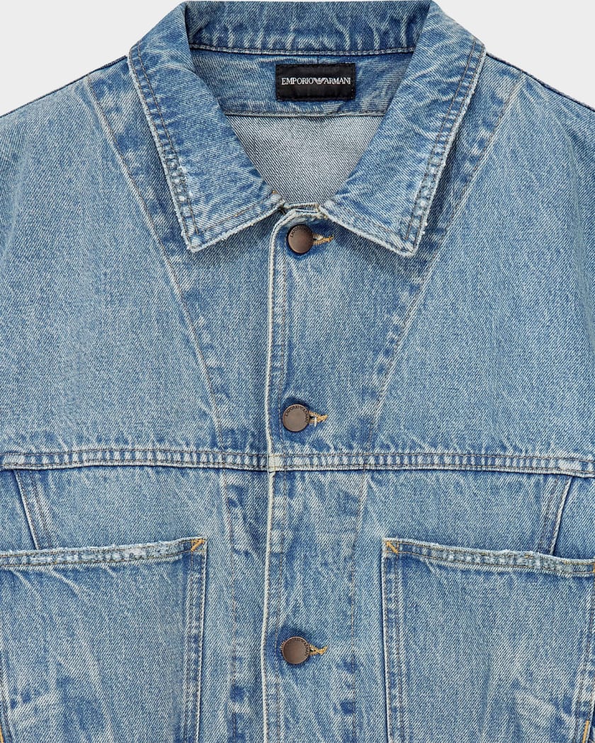 Emporio Armani Men's Oversized Denim Jacket | Neiman Marcus