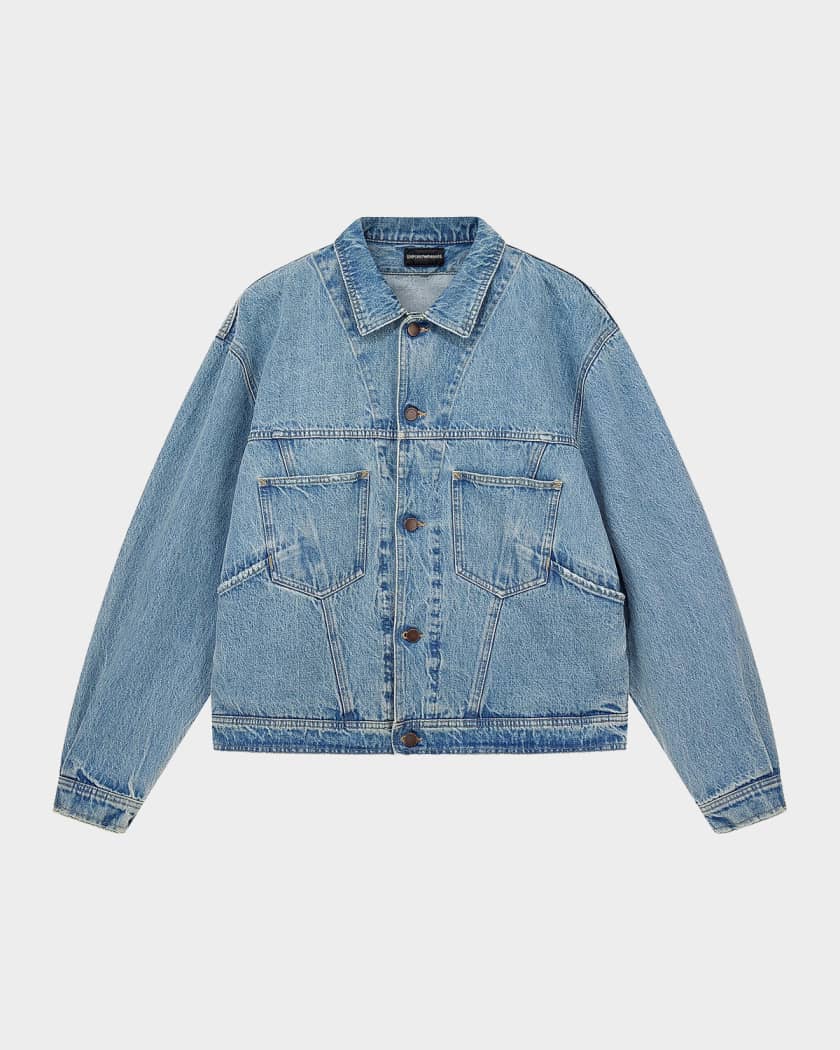 ジャケット・アウター ARMANI opium darkwear short denim jacket Emporio Armani Men's Oversized Denim Jacket | Neiman Marcus