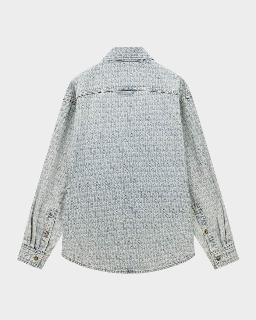 Emporio Armani Men's Monogram Denim Button-Front Shirt | Neiman Marcus