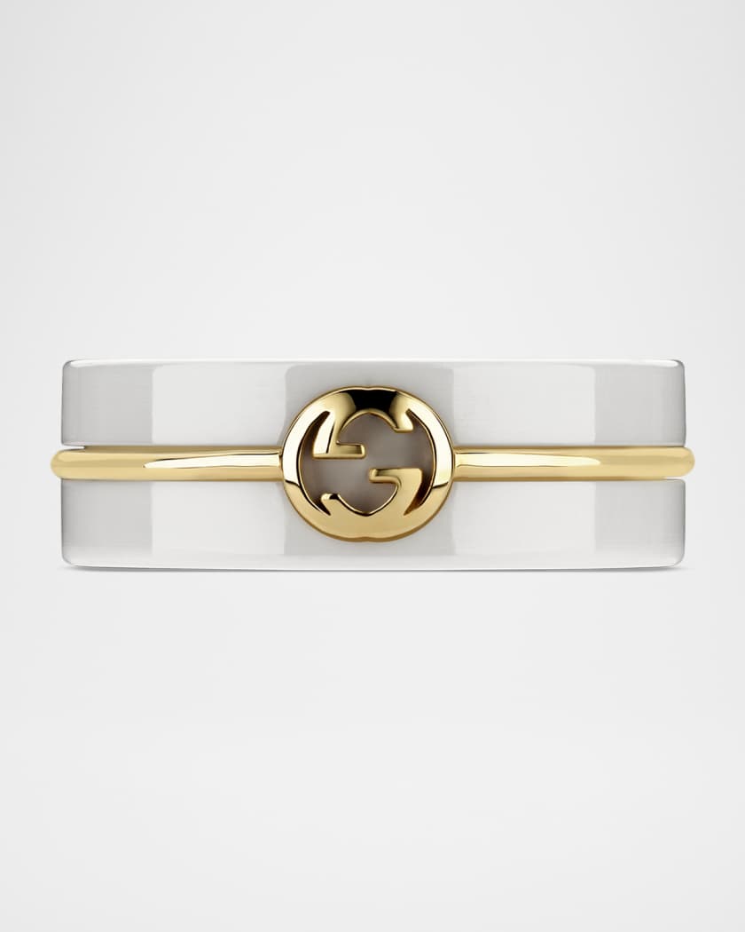 GUCCI ×  ring 18号 Gucci Gucci Interlocking 18K White Zirconia Ring | Neiman Marcus