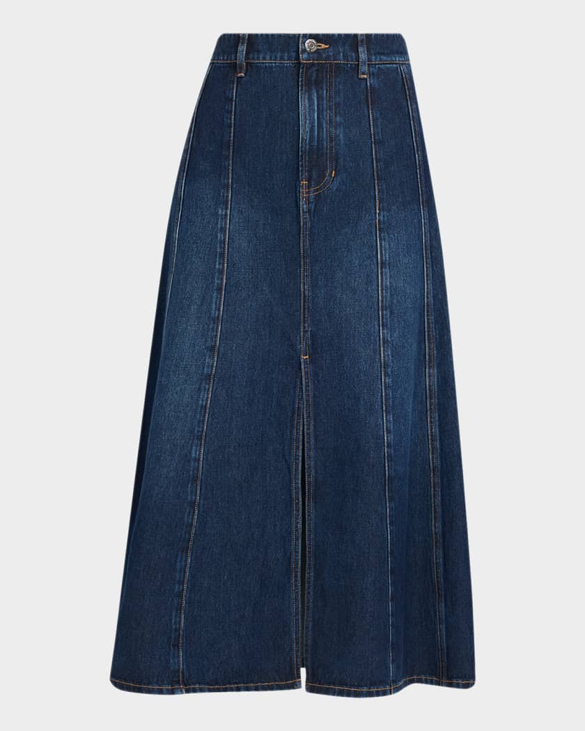 Veronica Beard Nasreen Denim Midi Skirt | Neiman Marcus