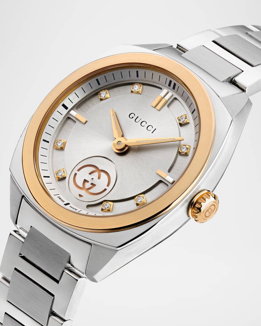 GUCCI スクエア ゴールド インターロッキング レディース腕時計 1551 Gucci Gucci Interlocking 29mm Watch with Diamonds | Neiman Marcus
