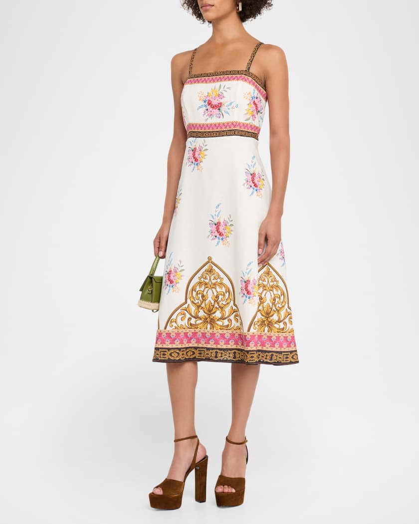 Elie Tahari The Annalise Floral and Scrollwork-Print Midi Dress