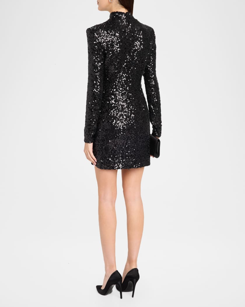 Ramy Brook Glory Sequin Mock-Neck Mini Dress | Neiman Marcus