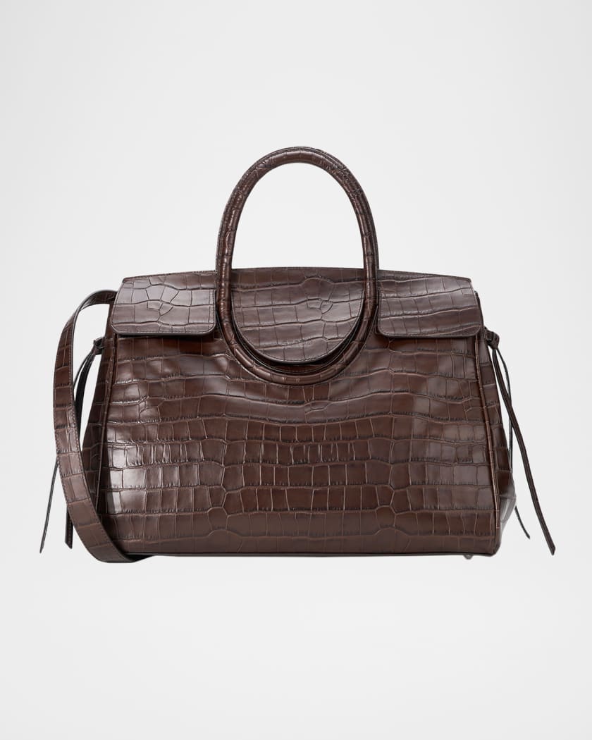 STAUD Maude Croc-Embossed Leather Carryall Bag | Neiman Marcus