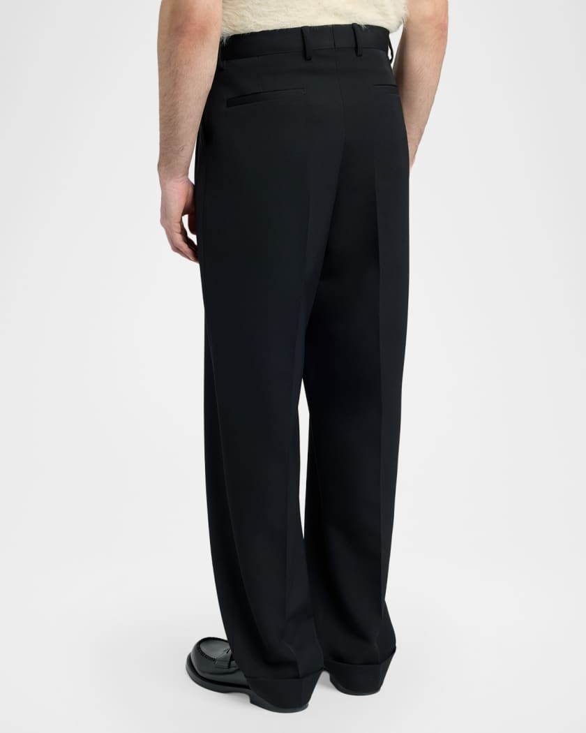 Dolce&Gabbana Men's Wool Gabardina Wide-Leg Pants | Neiman Marcus