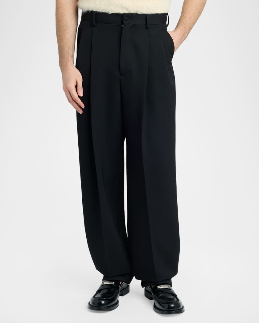 Dolce&Gabbana Men's Wool Gabardina Wide-Leg Pants | Neiman Marcus