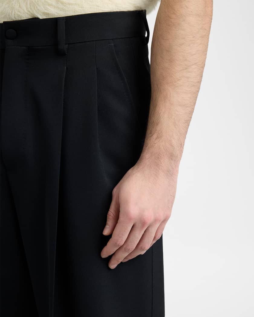 Dolce&Gabbana Men's Wool Gabardina Wide-Leg Pants | Neiman Marcus