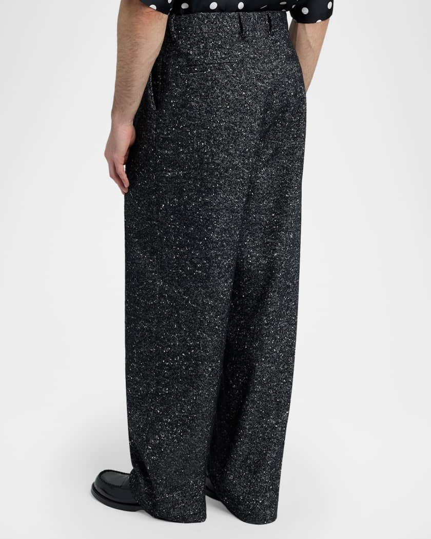 Dolce&Gabbana Men's Wool-Blend Speckled Wide-Leg Trousers | Neiman