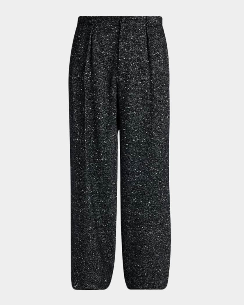 Dolce&Gabbana Men's Wool-Blend Speckled Wide-Leg Trousers | Neiman