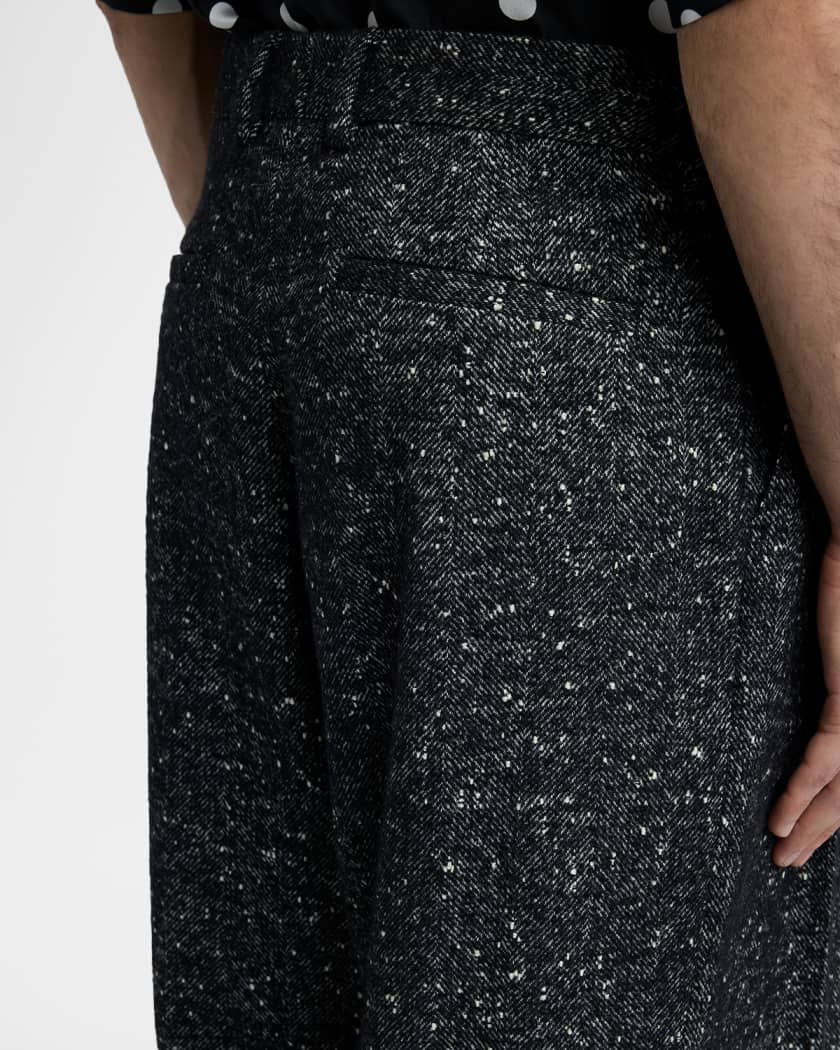 Dolce&Gabbana Men's Wool-Blend Speckled Wide-Leg Trousers | Neiman