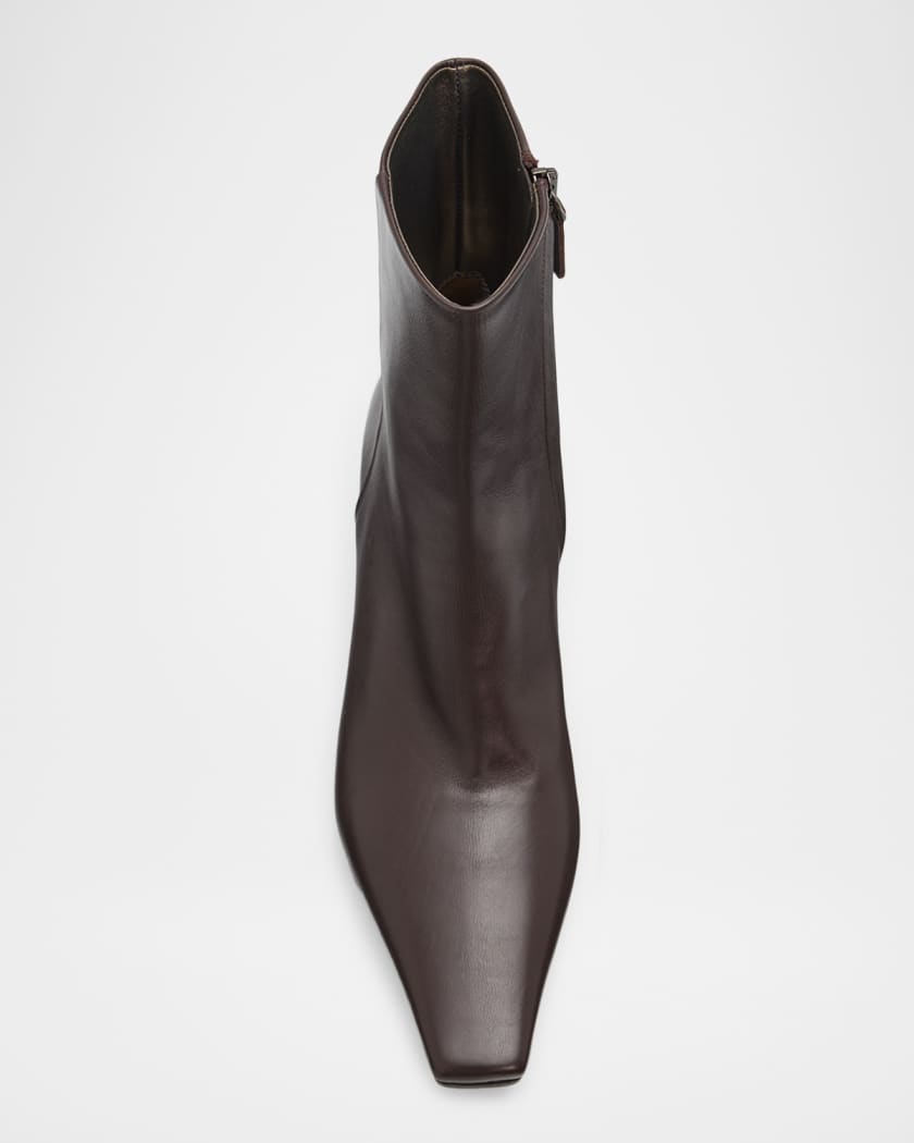 Brunello Cucinelli 55mm Monili Heel Leather Ankle Booties | Neiman