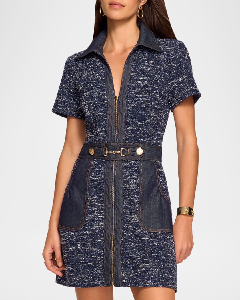 Ramy Brook Darla Denim Tweed Mini Dress | Neiman Marcus