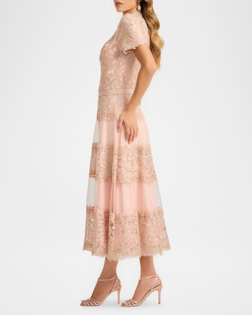 tadashi shoji embroidered dress Tadashi Shoji Embroidered Cape Gown