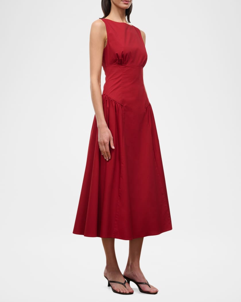 gwen midi dress STAUD Women's Gwen Drop Waist A-Line Midi Dress - Red