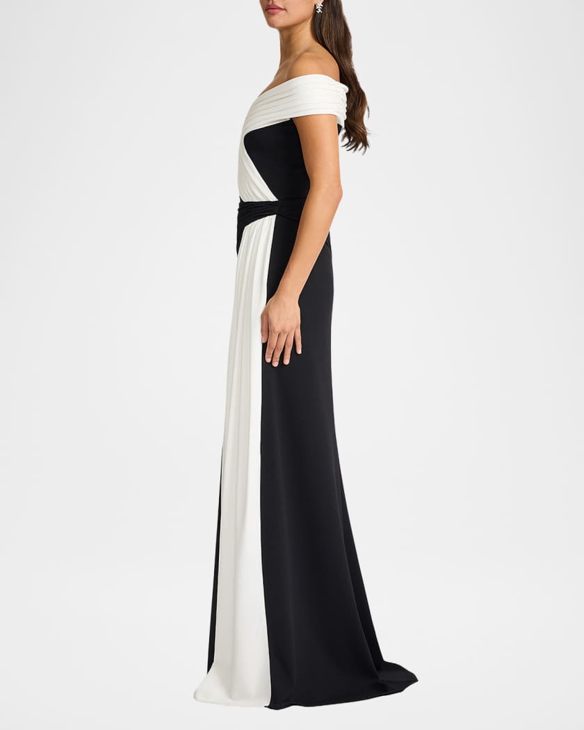 専用Tadashi Shoji Two-Tone Lace Combo Gown Tadashi Shoji Lohner Two-Tone Draped Off-The-Shoulder Trumpet Gown