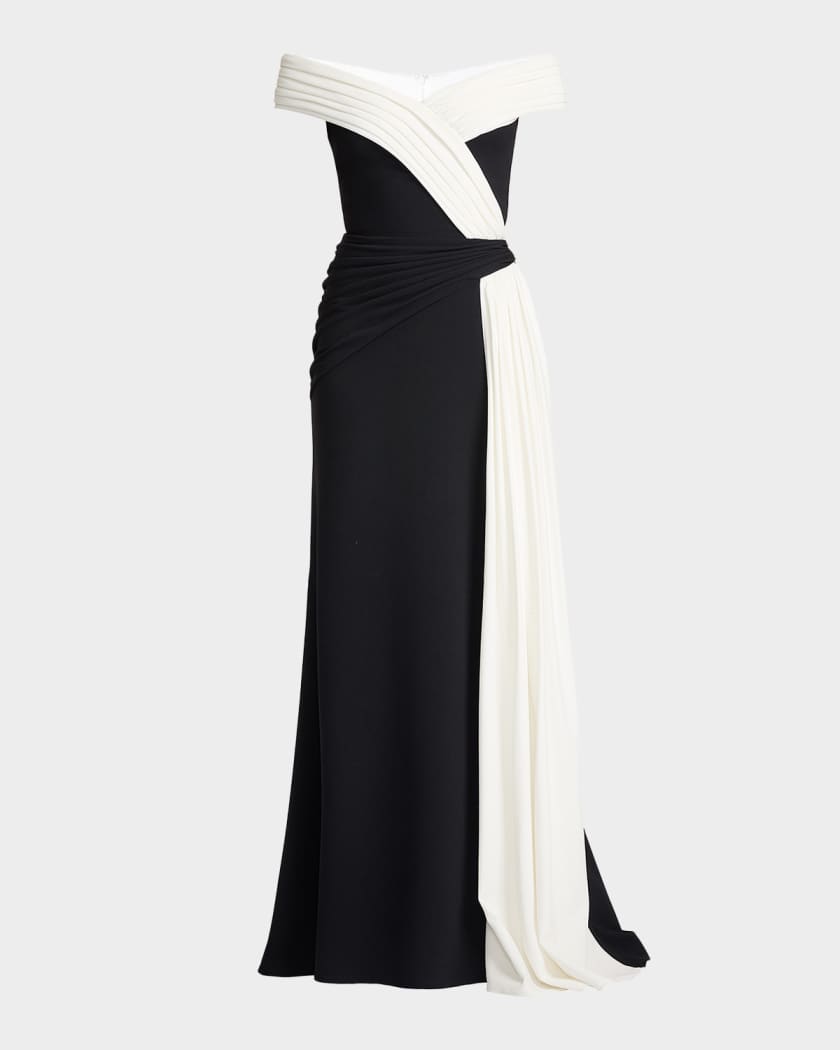 tadashi shoji black and white dress Tadashi Shoji Kaliko Twist Bow Gown