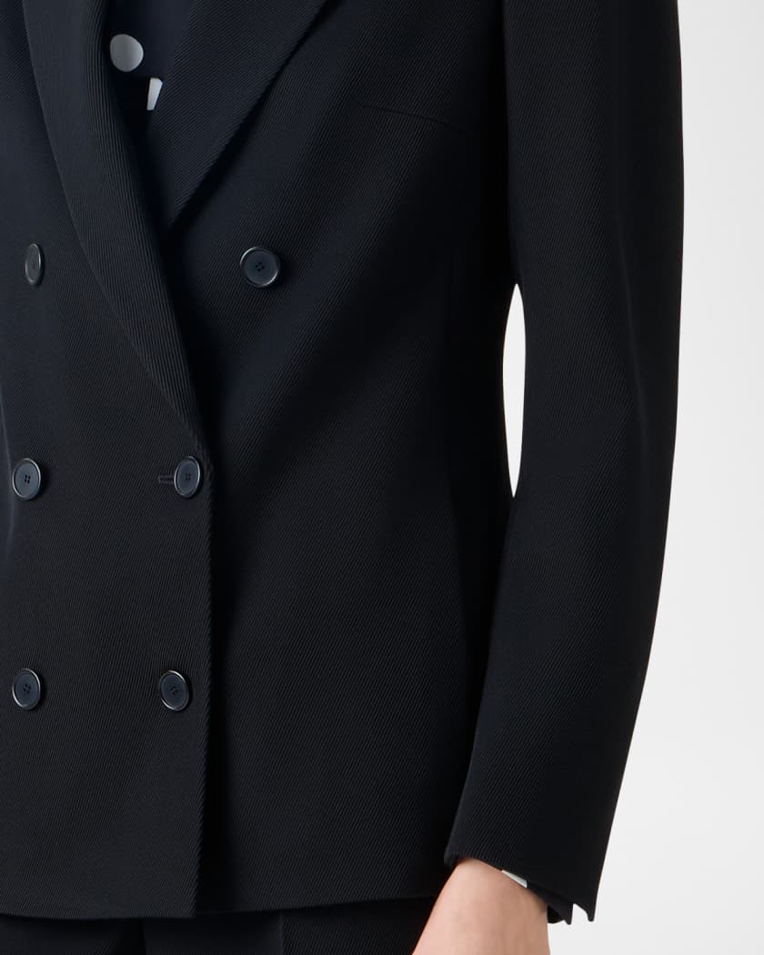 Akris punto Wool Tricotine Double-Breasted Jacket | Neiman Marcus