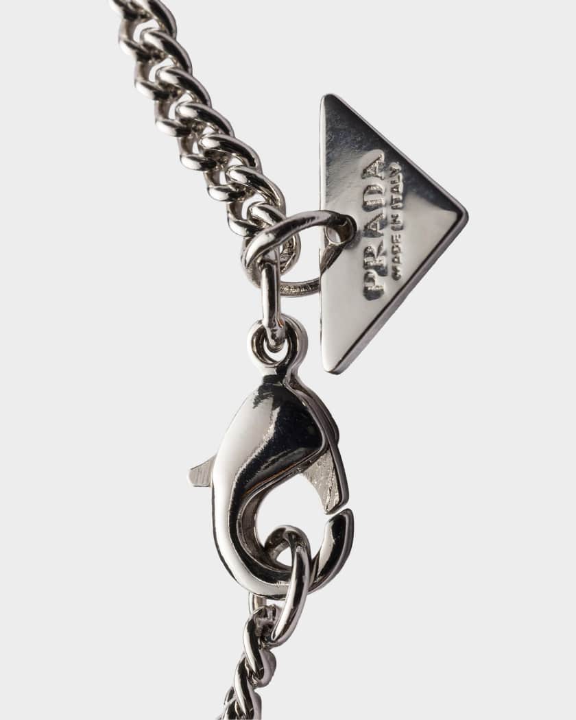 Prada Enameled Logo Metal Necklace | Neiman Marcus
