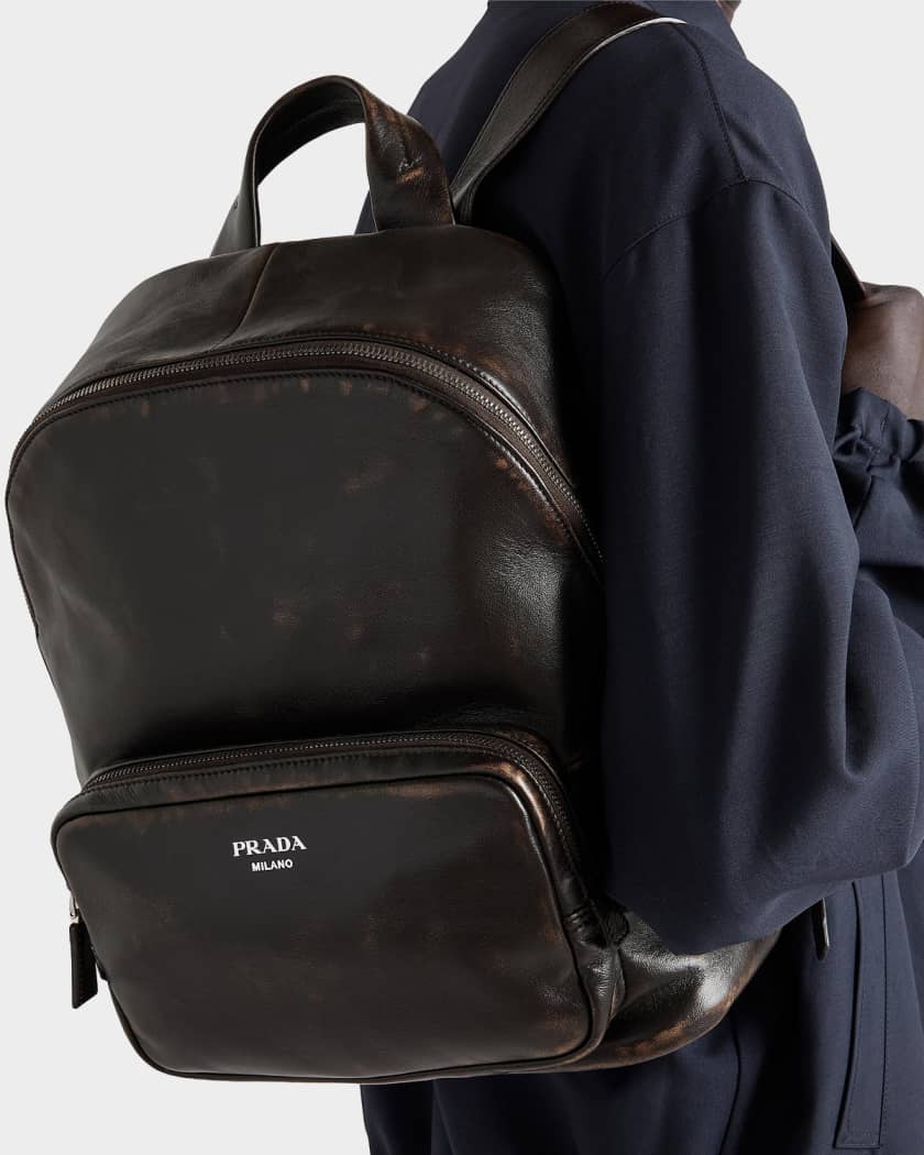 Prada Distressed Nappa Leather Backpack | Neiman Marcus