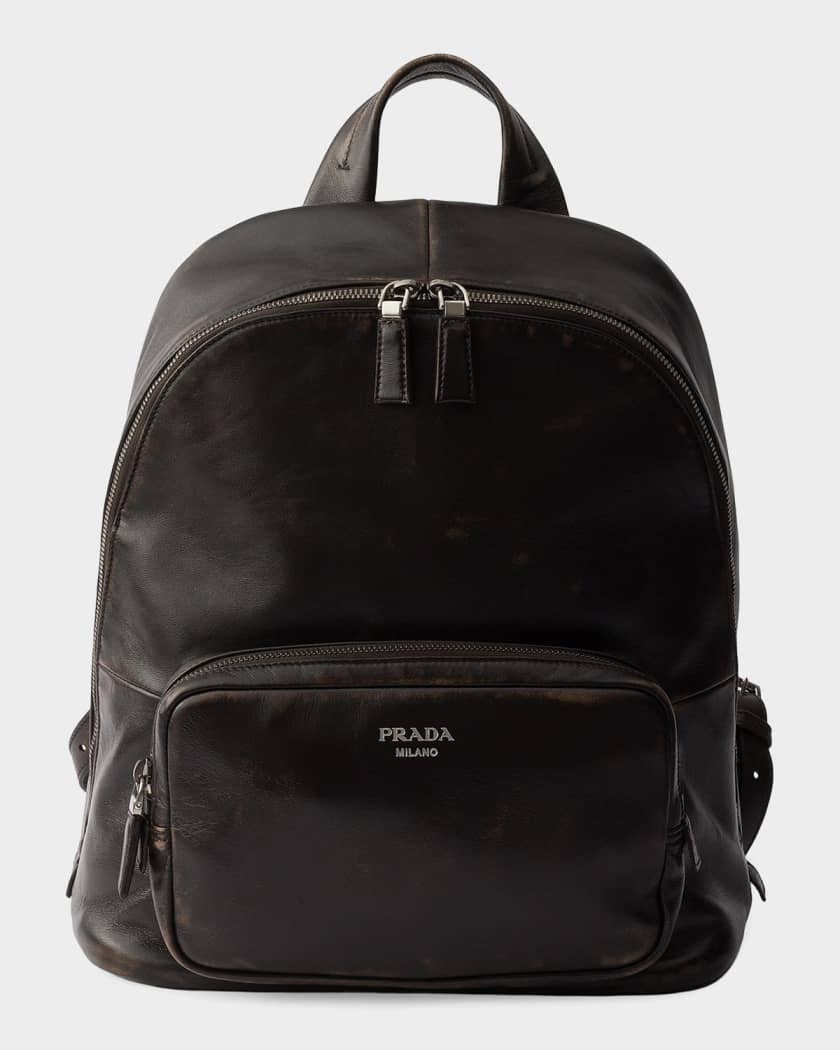 【PRADA Archive】Leather Backpack Prada Distressed Nappa Leather Backpack | Neiman Marcus