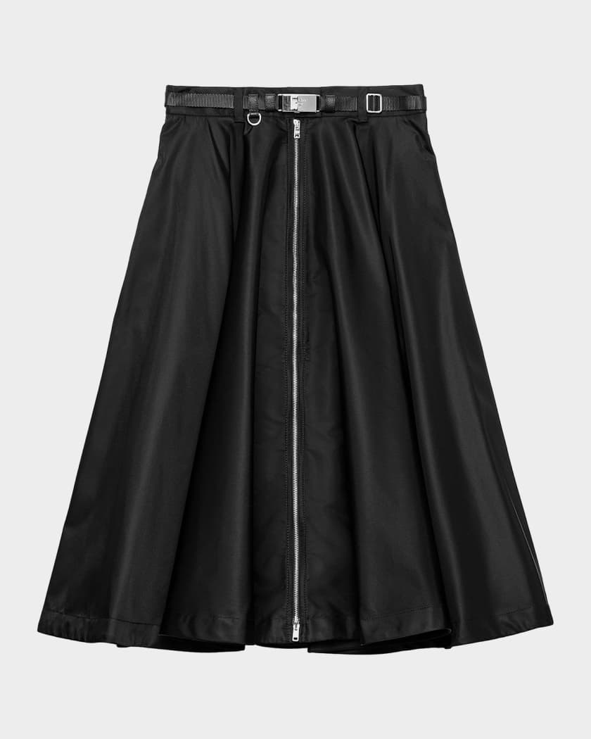 Prada Belted Re-Nylon Midi Skirt | Neiman Marcus