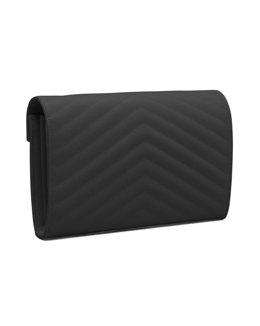 YSL Monogram Large Wallet on Chain in Grained Leather