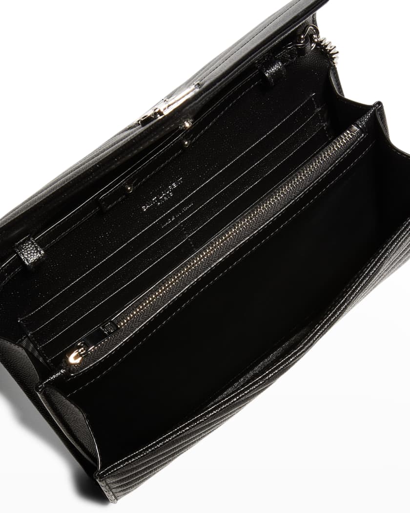 Saint Laurent Wallet on Chain Large in Black Grained Leather and